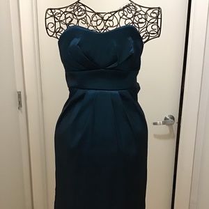 shimmery teal strapless dress